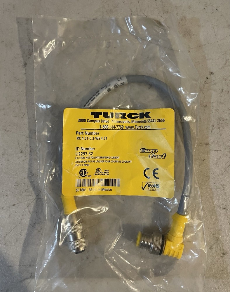 Turck RK 4.5T-0.3-WS 4.5T Double-ended Cordset