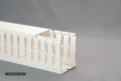 (1) New 2″x3″x2m Wide Finger Open Slot Wiring Duct/Cable Raceway w/Cover,White