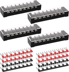 Dual Row 8 Position Screw Terminal Block Covered Pre-Insulated 25A Barrier