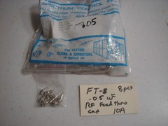 FT-8 Spec Ctl .05 uF Feedthru Caps, threaded w/ H/W, 8 pcs. 10 A NICE!! NOS