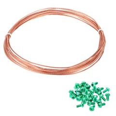 18 Gauge 15 ft Bare Copper Ground Wire with 20Pcs #8-32 x 5/16″ Green Screws