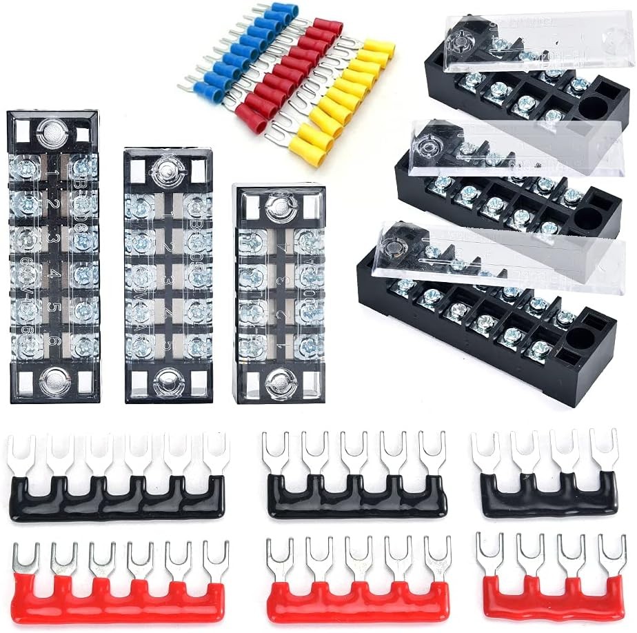6 Sets Terminal Blocks 6Pcs 4 5 Position 600V 15A Dual Row Screw Terminal Strip