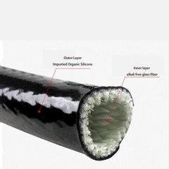 Silicone Fibreglass Fire Sleeving High Temp Insulating Hose Black 4mm~100mm