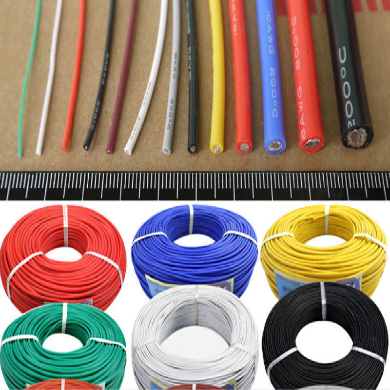 8-30AWG Silicone rubber Wire 6 colors Electrical Wire Tinned Copper line Cables
