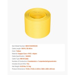 NM-B Wire 14AWG/2C Copper Core Cable 100 ft Electrical Wire with Ground