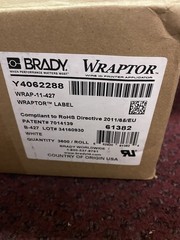 Brady WRAP-11-427 Self-Laminating Wraptor Label White Roll of 3600 OPEN BOX