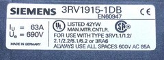 Siemens 3RV1915-1DB 3P 65 Amp 600 Vac Busbar for 3RV1 (Lot of 2)
