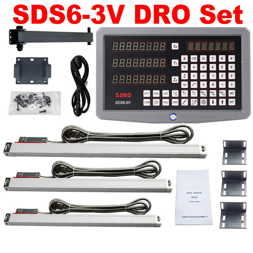 Lathe Mill Dro Digital Readout Metal SDS6-3V+Linear Encoder 5U TTL Scales