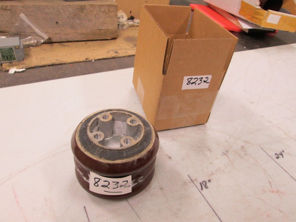 Westinghouse Ceramic Insulator 4.5″ Dia X 3.5″ W/ 4 3/8″ Tapped Holes Both Ends