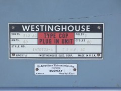 Westinghouse 1470723-A Fusible Cover Operated Bus Plug, 240VAC, 3P, 60A, 60Hz