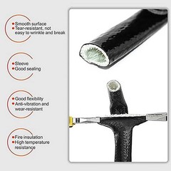 Silicone / Fibreglass Fire Sleeving Protective Heat Shield Sleeve Black φ4-100mm