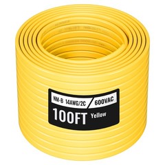 NM-B Wire 14AWG/2C Copper Core Cable 100 ft Electrical Wire with Ground