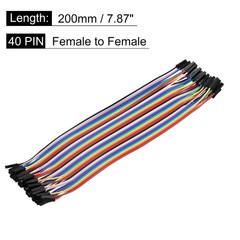 Female to Female 40Pin Breadboard Jumper Wire 2.54mm Pitch Cable 20cm 1 Pcs