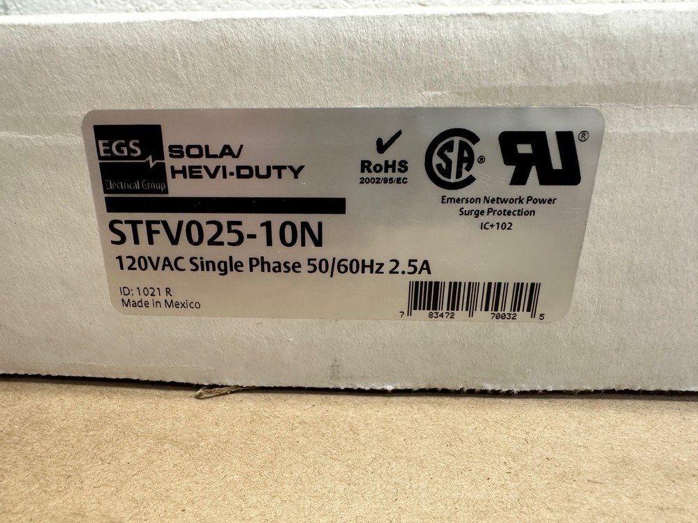 EGS Sola/Hevi-Duty STFV025-10N Surge Suppressor 120VAC 1Ph 50/60Hz 2.5A *NEW*
