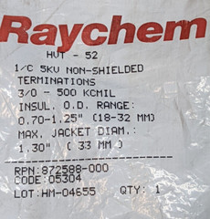 RAYCHEM NON-SHEILDED TERMINATIONS 3/0-500 KCMIL INSUL O.D. RANGE 0.70-1.25″