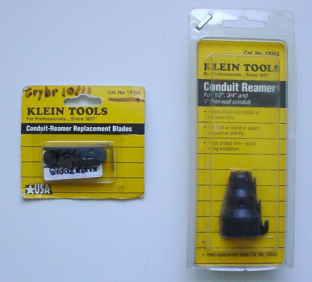 Klein Tools 19352 1/2″ 3/4″ Thin Wall Conduit Reamer & 19353 Spare Blade Kit NOS