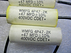 6 Piece Cornell Dubilier CDE Axial Polyester Film Capacitor .47 uF 400 vdc 10%