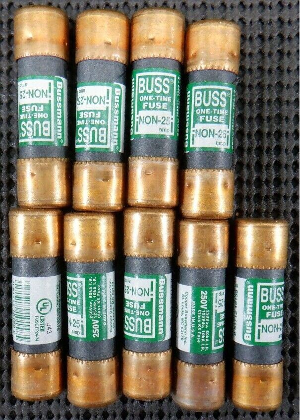 Cooper Bussmann NON-25 Class H 25A 250VAC Fuse – Lot of 9