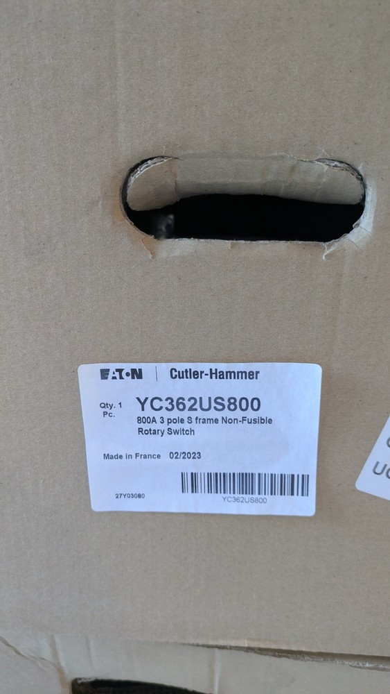 EATON Cutler-Hammer YC362US800 800A 3 pole R9G3800U NON FUSIBLE G-FRAME 800A