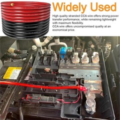 40FT 0 Gauge Wire Copper Clad Aluminum,1/0 Battery Cable,20pcs Lugs