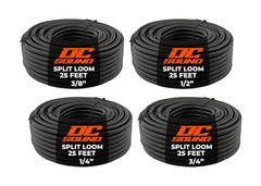 DC Sound 4-Pack 1/4″, 3/8″, 1/2″, 3/4″ x 25 Feet Each Split Wire Loom Convoluted