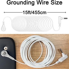 2pcs Grounding Wires 15 Ft Grounded Cords for Replacement Grounding Sheets Cable