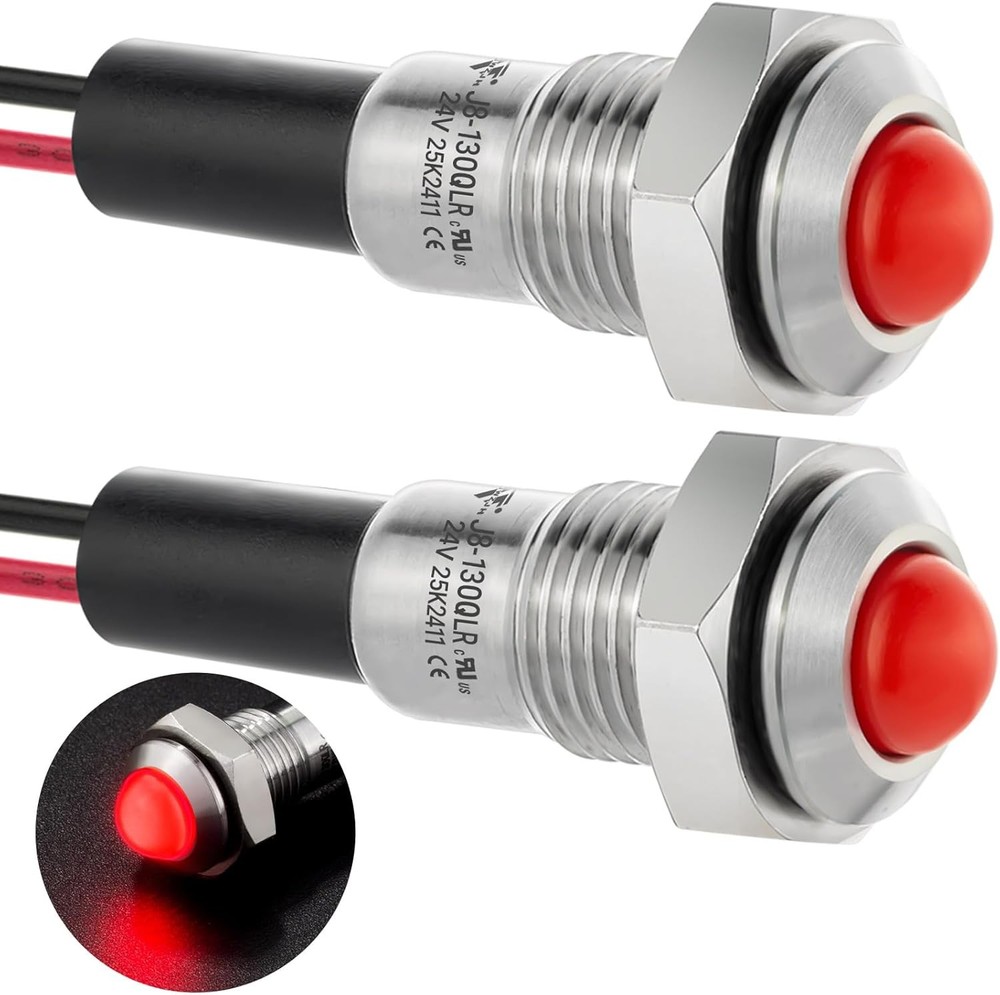 UL 8mm Red LED Waterproof IP67 Stainless Steel Indicator Light Indicator Light