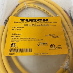 NEW, TURCK KB 3T-2/S90 MICRO FAST INDUSTRIAL CORDSET U2398-2, FREE SHIPPING