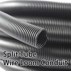 White Split Wire Loom Tubing Black Corrugated Protector Cord Auto/Home Industry