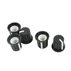 6mm Knurled Shaft Hole White Mark Rotary Potentiometer Control Knob 5 Pcs