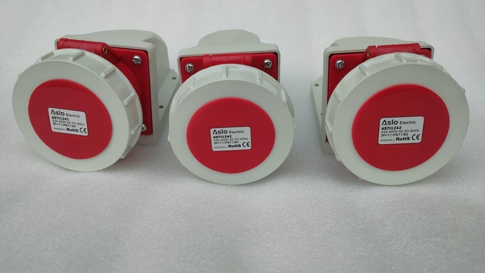 ASLO ELECTRIC ASTI242 32A 400V AC 50-60Hz 3P+T IP67 6H FEMALE PLUG LOT OF 3
