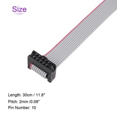 5 Pack Long 30CM 2MM Flat Ribbon Cable IDC 10 Pin Connector