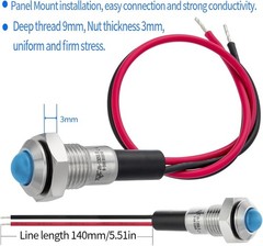 UL Listed Mini Indicator Light 8mm 0.31 Inch Waterproof Domed Metal Stainless