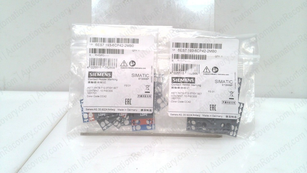 SIEMENS 6ES7193-6CP42-2MB0, PACK OF 2 – 10 PACK, COLOR CODED LABELS, NEW #341502