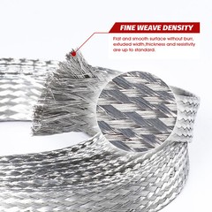 Tinned Copper Metal Braid Tube Sleeving Car EMI/RFI Ground Strip Cable Shielding