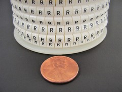 1000x Wieland Size 3, Letter R Slip On Wire Marker .080″ to .12″ OD Z Type