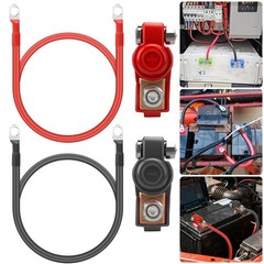 2PCS 5 AWG Gauge Battery Cable Power Wire Set w/ M8 Ring Lugs for 3/8″ Stud Car