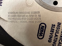 Varflex ES-4400 Size #3 High Temp Silicone Rubber Glass Impregnated 10 ft Incr.
