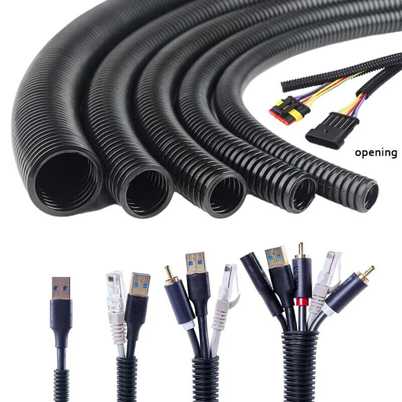 7-28mm Split Convoluted Tubing Conduit Sleeving Wiring Harness Loom Protect