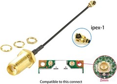 HiLetgo 5pcs IPX IPEX-1 U.FL to SMA Female Pigtail Antenna Wi-Fi Black