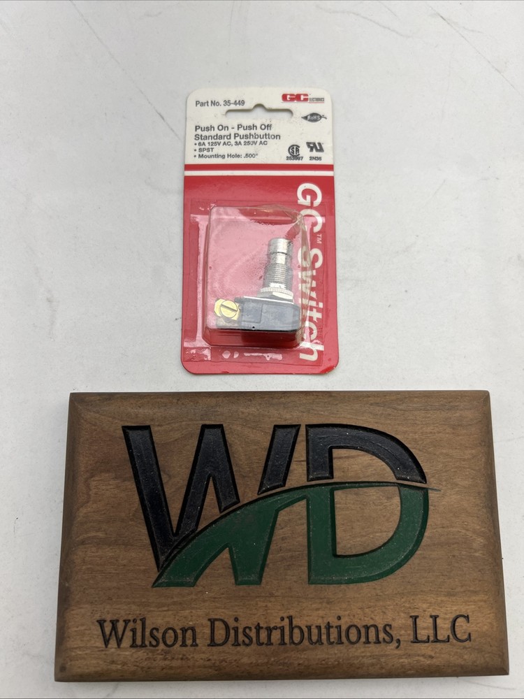 Techspan 0736R, 35-449-BU, SPST, On/Off Metal Pushbutton 6A Switch