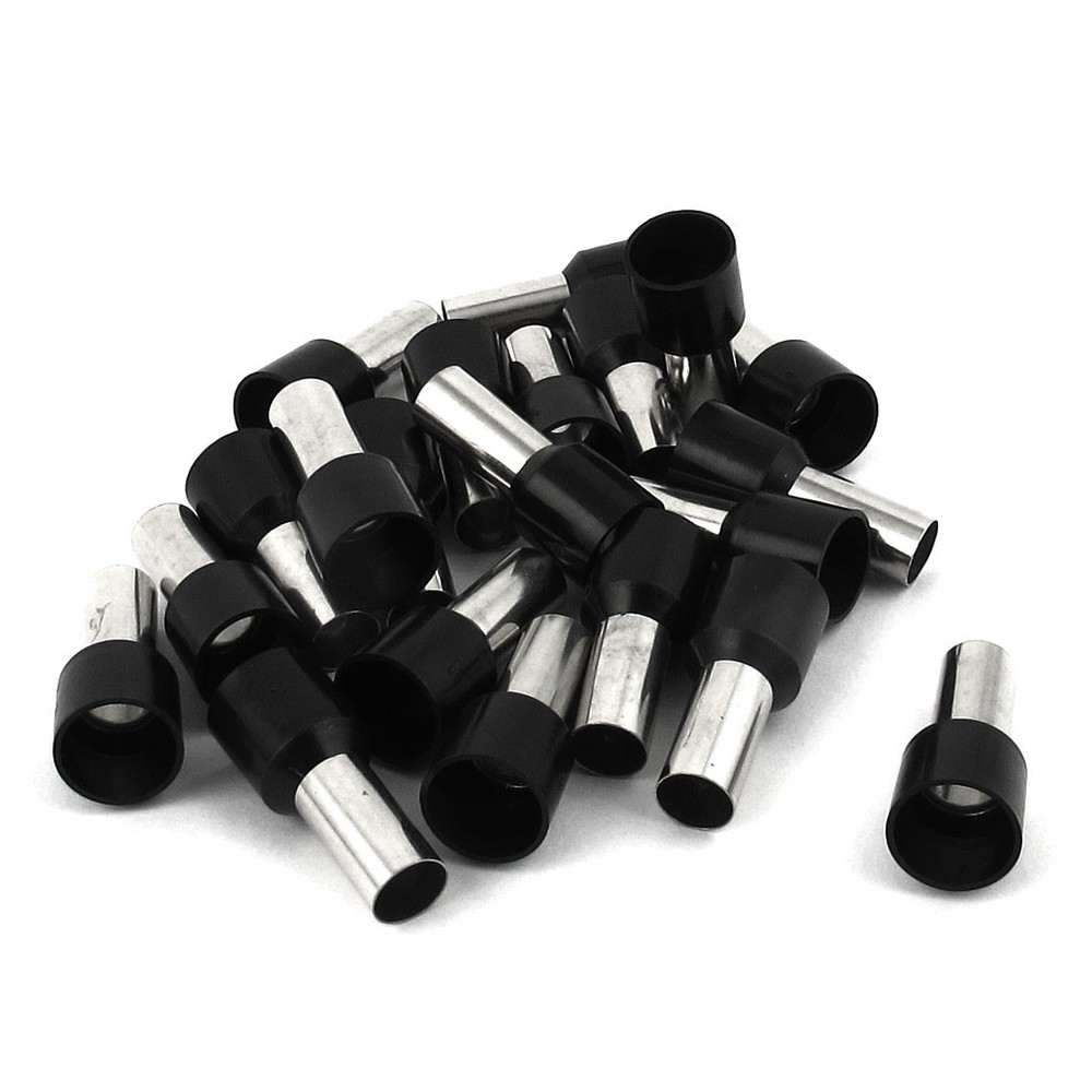 20 Pcs Wire Copper Crimp Insulated Ferrule Pin End Terminal Black E16-12 6AWG