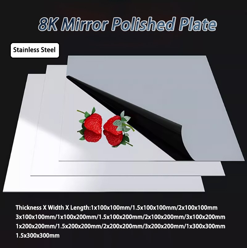 1/1.5/2/3mm Thick 8K Mirror Polished Stainless Steel Plate Smooth Metal Sheet