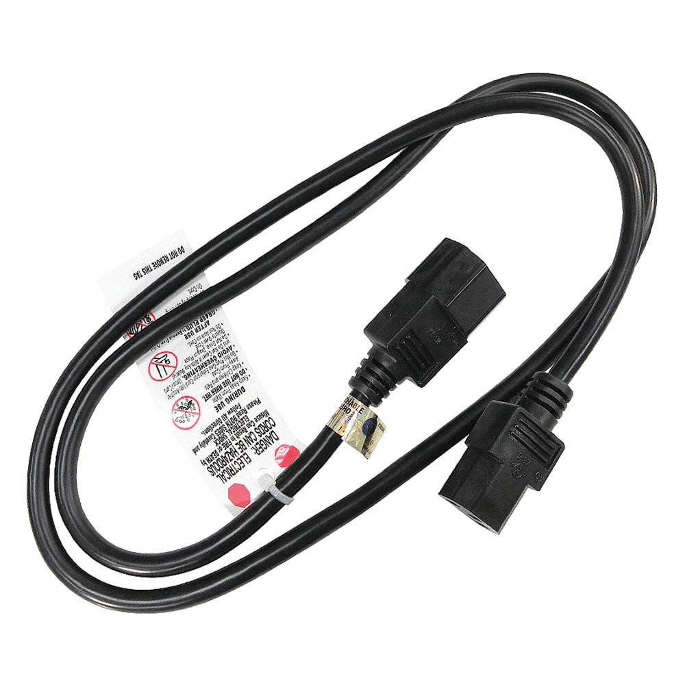 GRAINGER APPROVED 5XFR5ID Powr Cord,IEC C14,SJT,3 ft.,Blk,10A,16/3 5XFR5