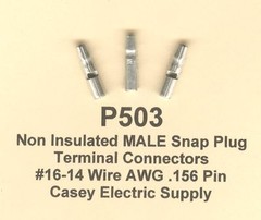 100 Non Insulated Snap Plug Terminal #16-14 Wire .156 50 Male & 50 Female MOLEX