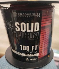[1] Southwire THHN 14 Gauge Solid Wire, 100′ per Roll, Red