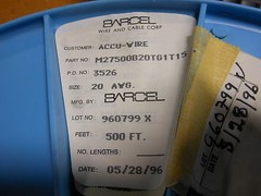 BARCEL WIRE & CABLE ( 500 FT REEL ) # M27500B20TG1T15 NSN: 6145-01-052-7312