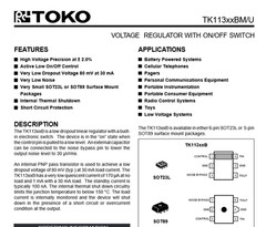 QTY (50) TK11348BMCL TOKO SOT-23L 4.8V VOLTAGE REGULATORS W/ ON-OFF SWITCH 48Q