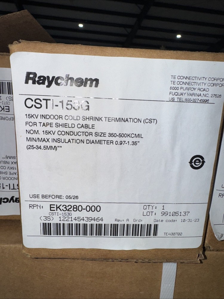 NEW Raychem CSTI-153G 15KV Indoor Cold Shrink Termination 350-500 KCMIL 25-34MM