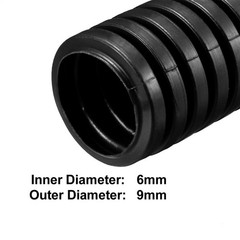 4.5 M 6 x 9 mm PP Flexible Corrugated Conduit Tube for Garden,Office Black